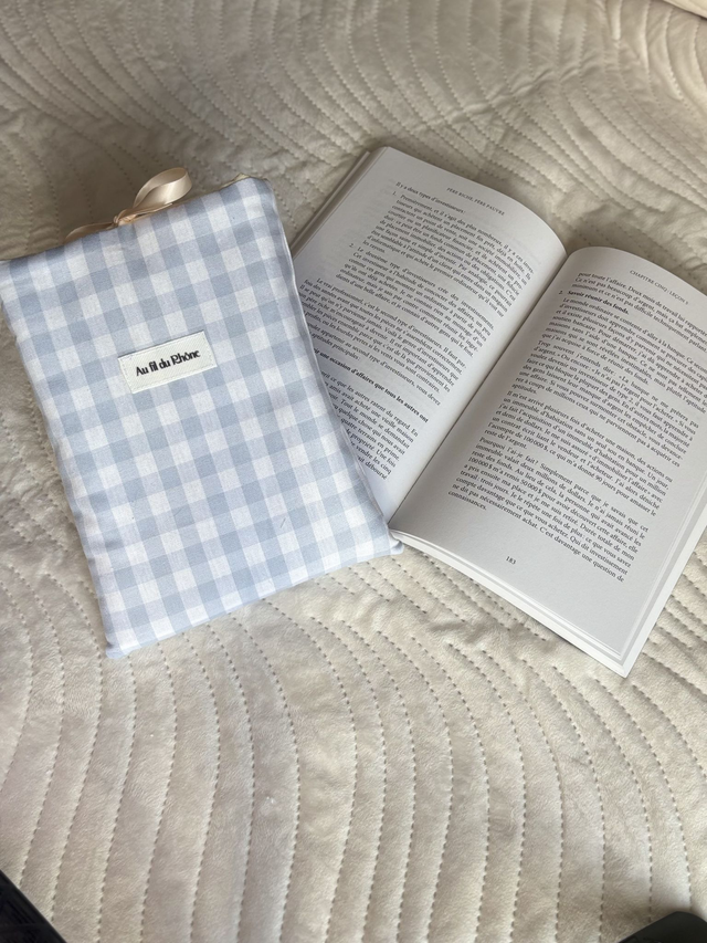 Pochette à livre - Vichy Bleu
